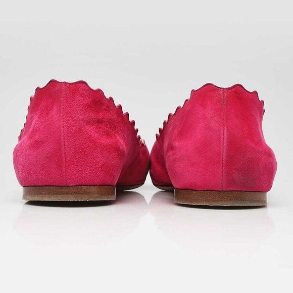 Chloe Fuchsia Suede Lauren Scalloped Ballet Flats Size 10/40.5 - Picture 6 of 6